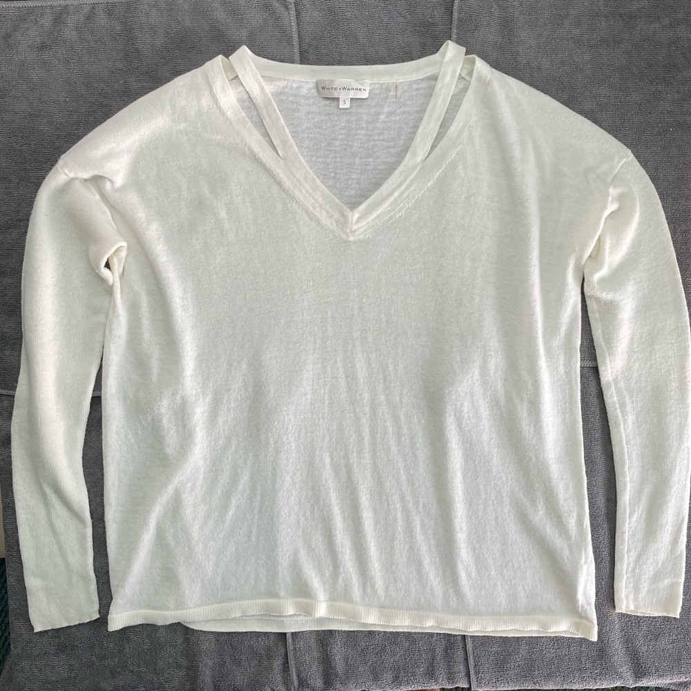 White and Warren 60/40 Cotton Poly Longsleeve Top. Size Small